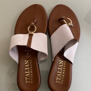 Italian Shoemakers Tan and Cream Sandals